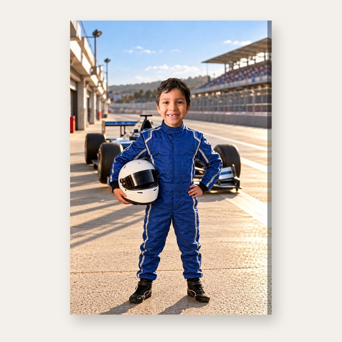 Junior Grand Prix Driver — Custom Kid Portrait Canvas