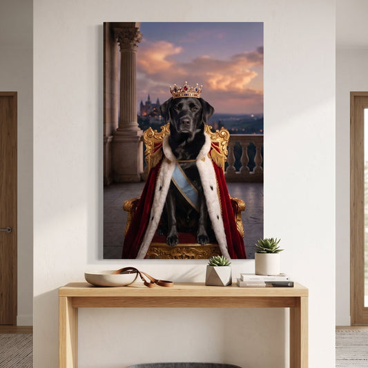 The Royal King canvas portrait hanging on a wall at home