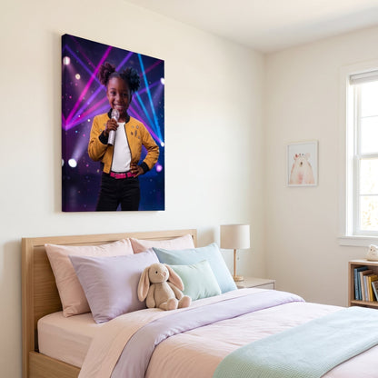 K-Pop Stage Queen canvas portrait hanging on a wall at home