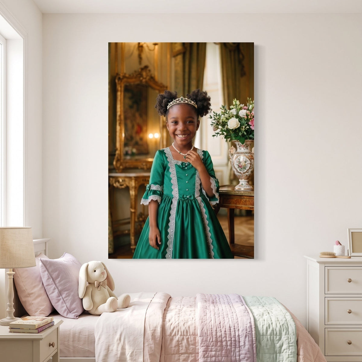 The Emerald Queen canvas portrait hanging on a wall at home
