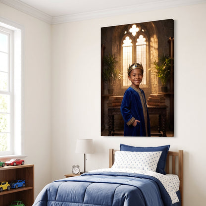 The Little Royal canvas portrait hanging on a wall at home