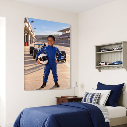 From a child's photo to the finished Junior Grand Prix Driver portrait