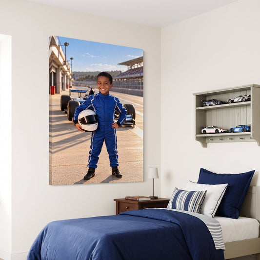 From a child's photo to the finished Junior Grand Prix Driver portrait