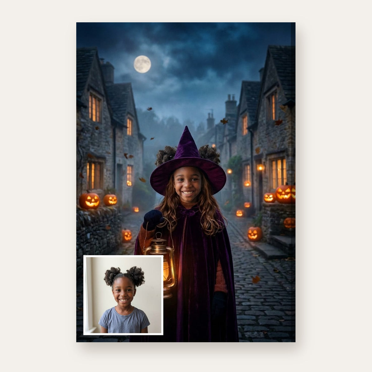 From a child's photo to the finished Moonlit Little Witch portrait