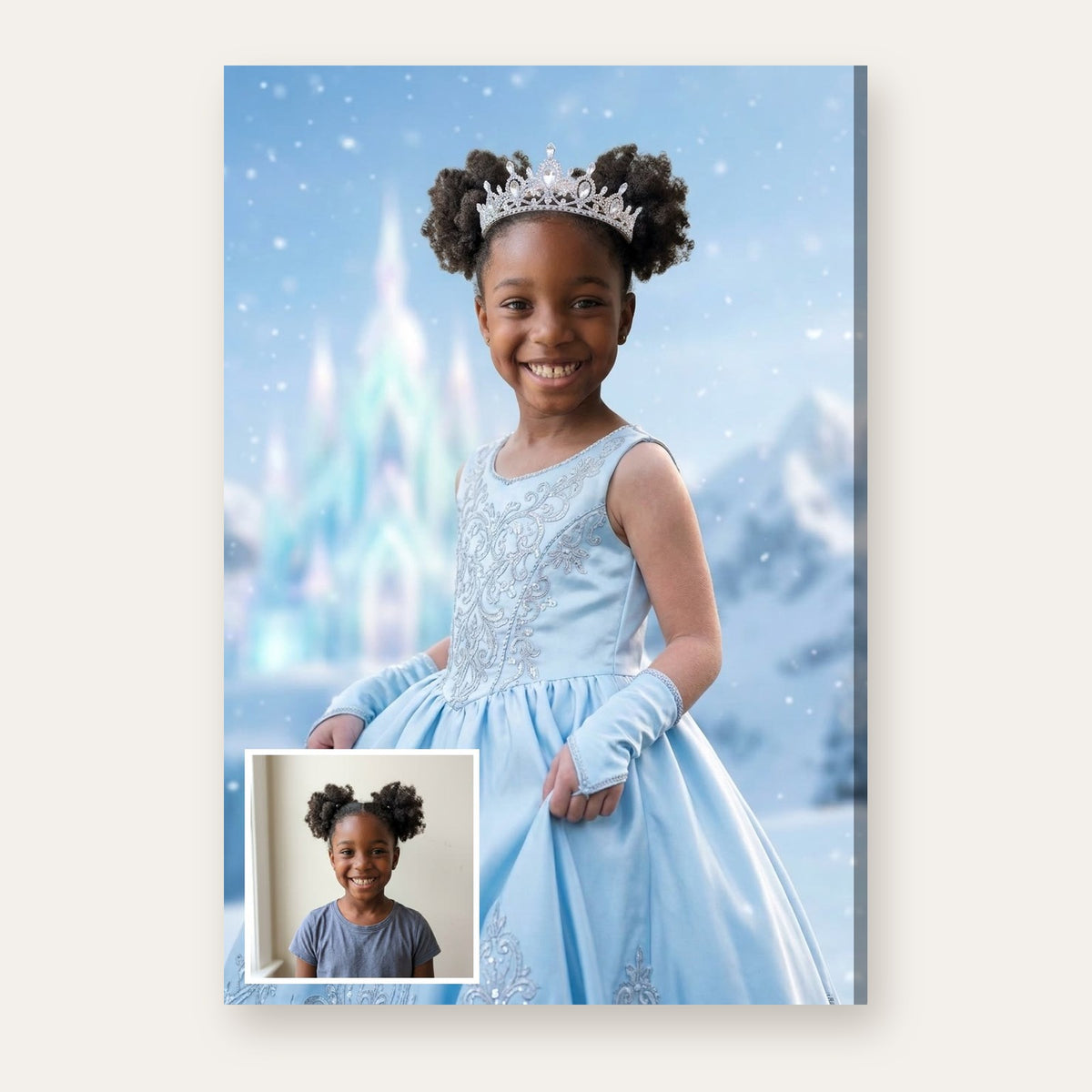 From a child's photo to the finished Winter Ice Princess portrait