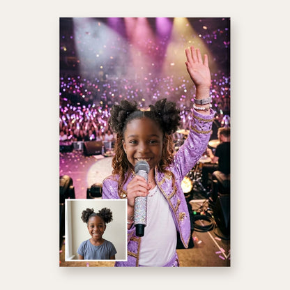 From a child's photo to a portrait of a pop star singing on a concert stage