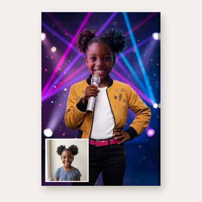 From a child's photo to the finished K-Pop Stage Queen portrait