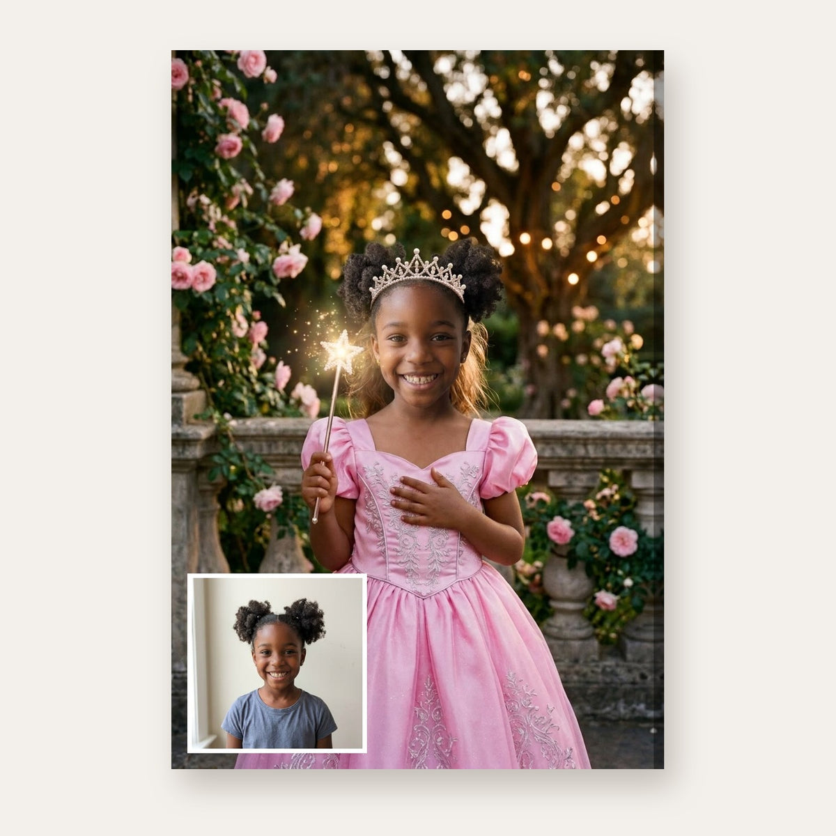 From a child's photo to the finished Garden of Light Fairy Princess portrait