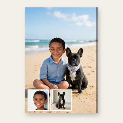 From a child's and a pet's photo to the finished Beach Day Buddies portrait