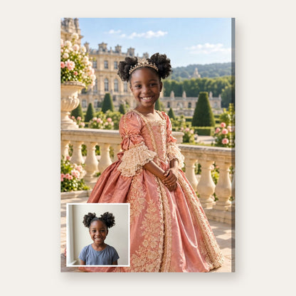 Another example of the Rose Court Queen portrait, as a young court queen in a dusty-rose satin gown and pearl tiara