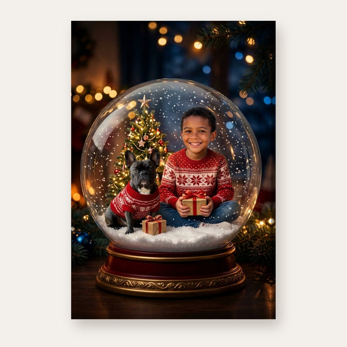 Another example of the Snow Globe Christmas portrait, inside a glowing Christmas snow globe