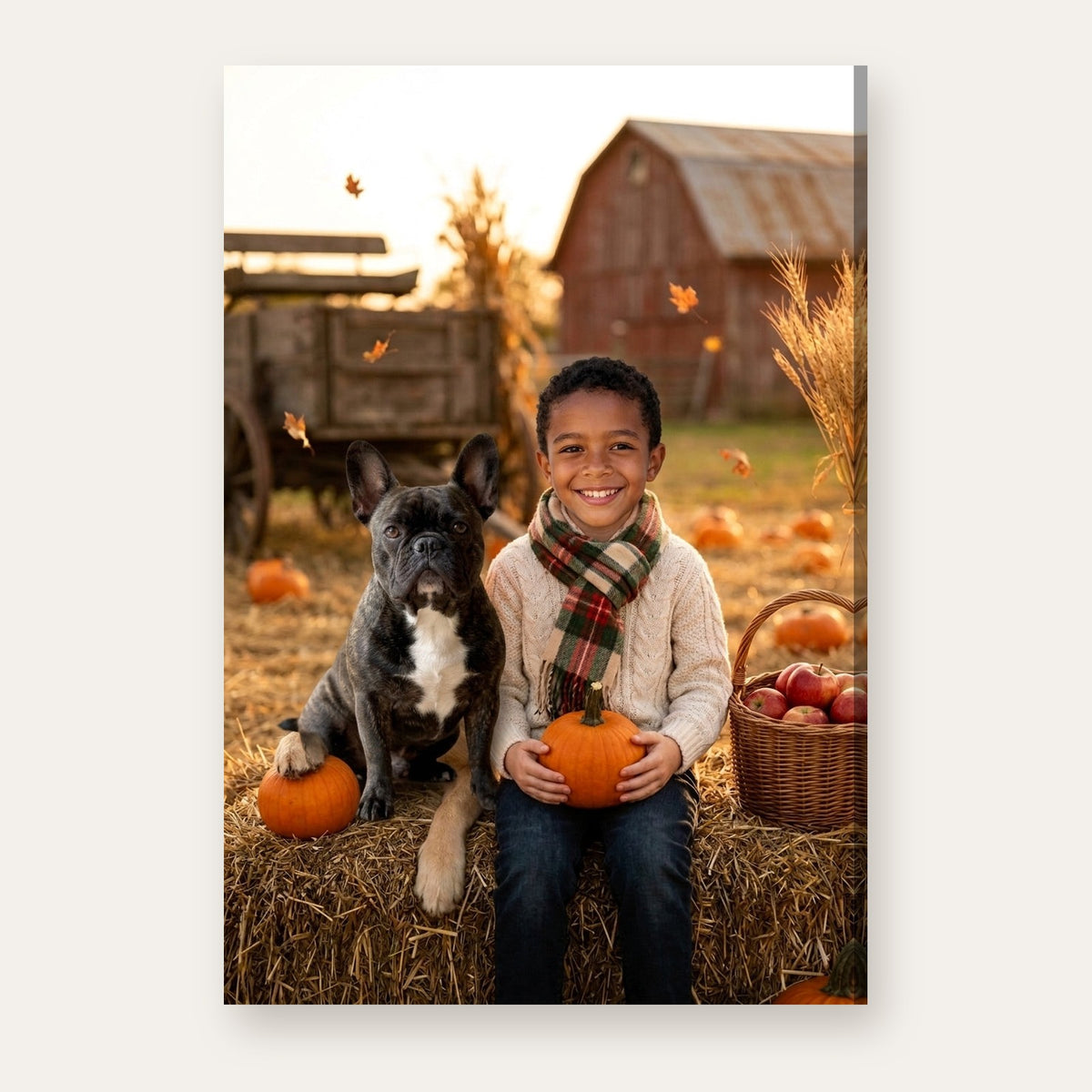 Another example of the Autumn Harvest portrait, on a hay bale at a golden-hour farm