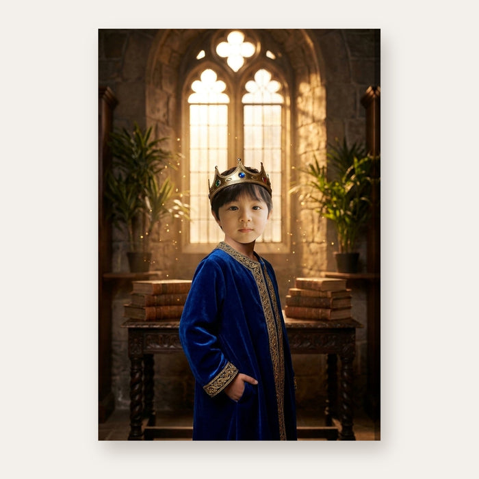 Another example of the Little Royal portrait, in a royal-blue velvet robe and jeweled crown