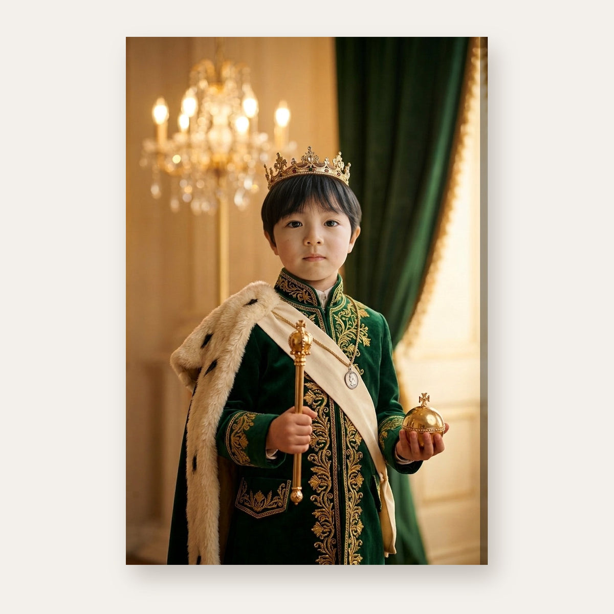 Another example of the Golden Admiral King portrait, as a young king in an emerald velvet coat