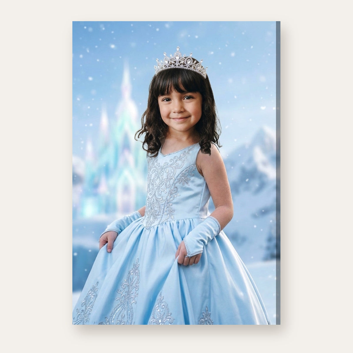 Another example of the Winter Ice Princess portrait, in a shimmering ice-blue ballgown and frost tiara