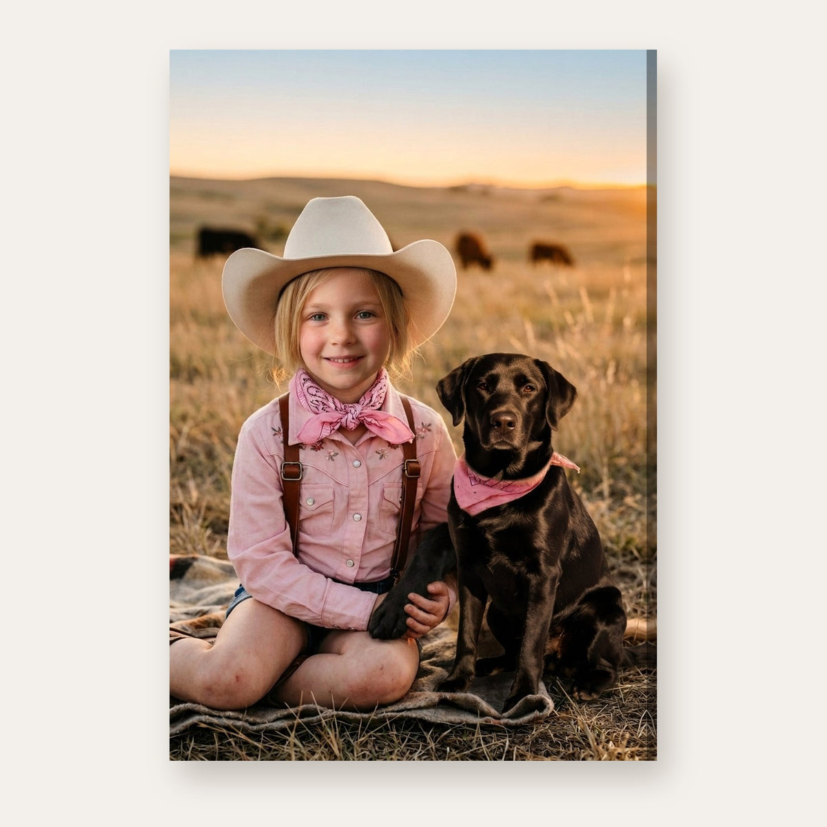 A third example of the Prairie Cowgirl & Pup portrait