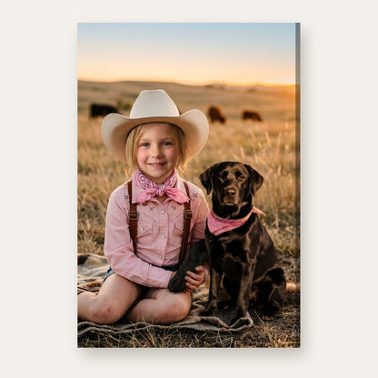 A third example of the Prairie Cowgirl & Pup portrait