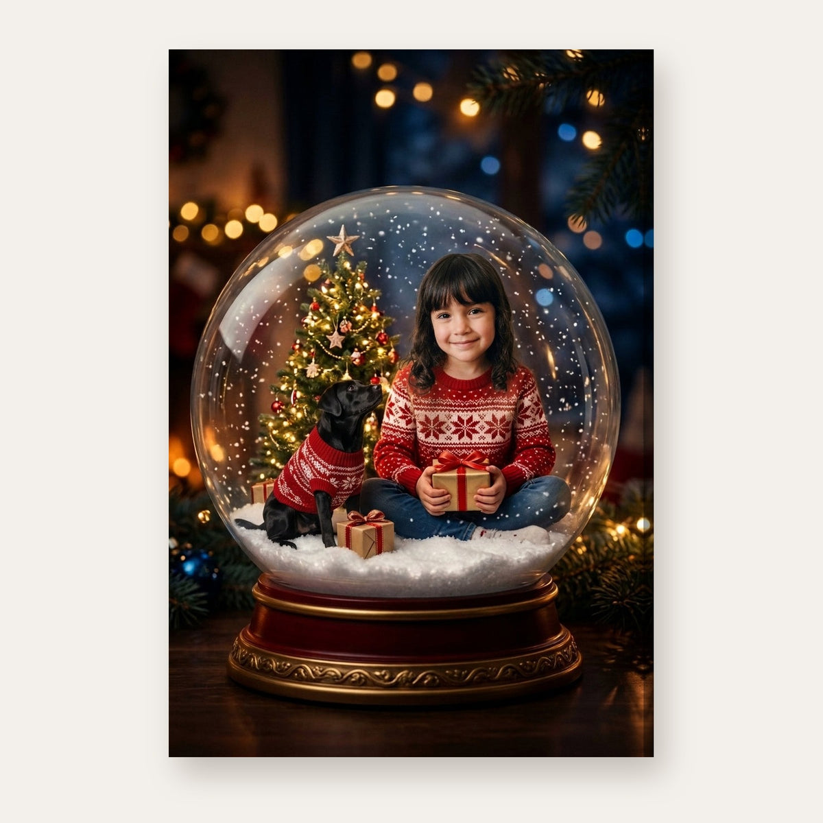 A third example of the Snow Globe Christmas portrait