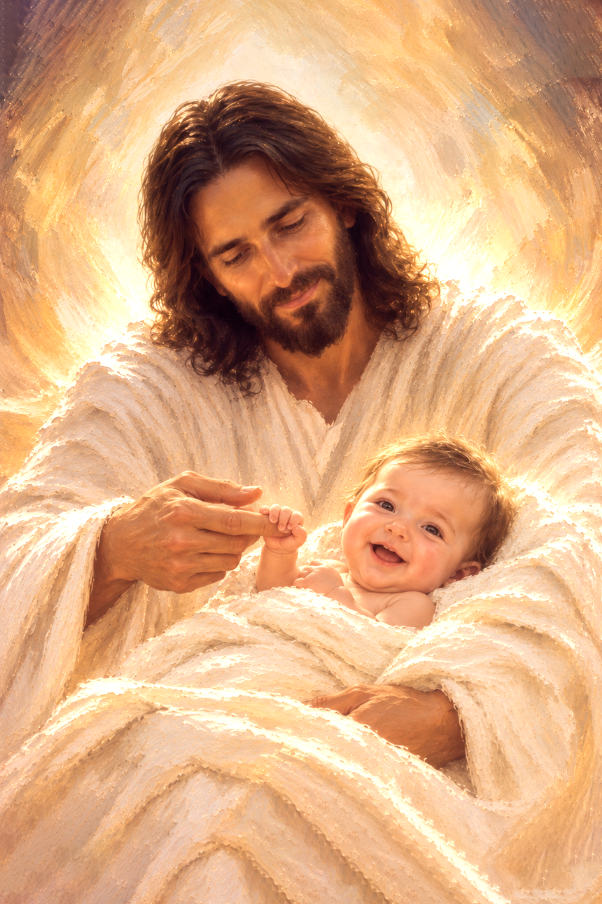 Jesus’ Loving Embrace — Custom Baby Christian Canvas – Made Of Wonder
