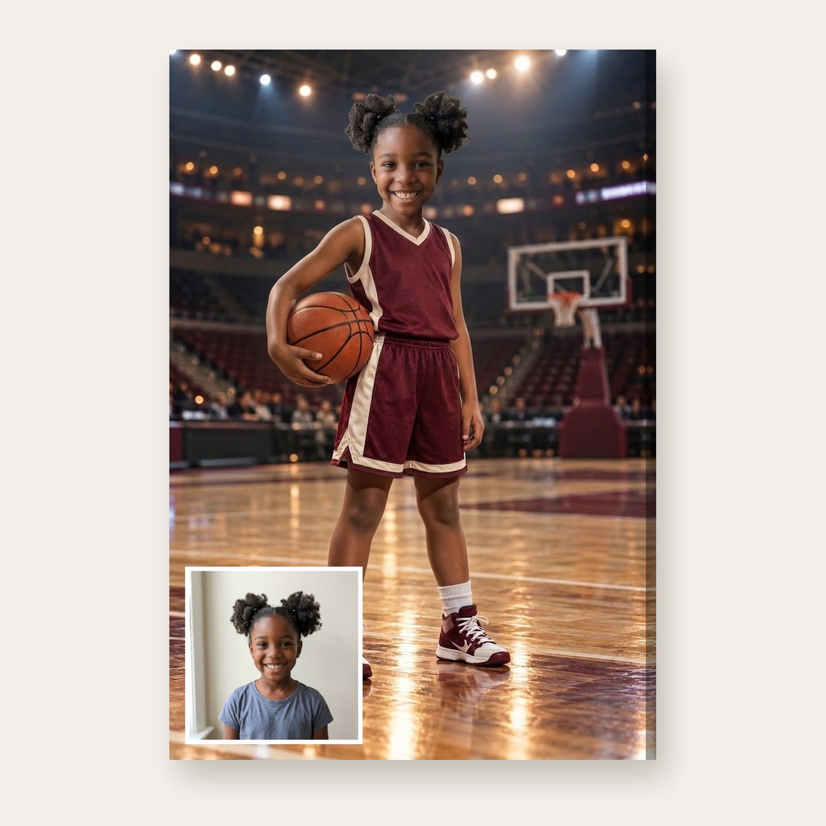 From a child's photo to the finished Basketball Rising Star portrait