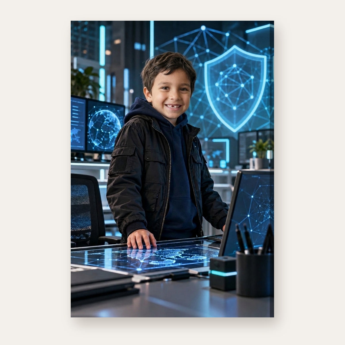 A third example of the Cyber Guardian portrait