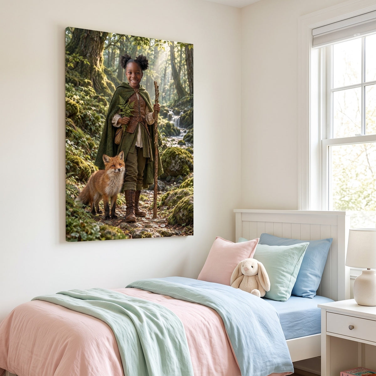 Forest Ranger canvas portrait hanging on a wall at home
