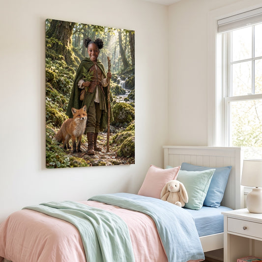 Forest Ranger canvas portrait hanging on a wall at home
