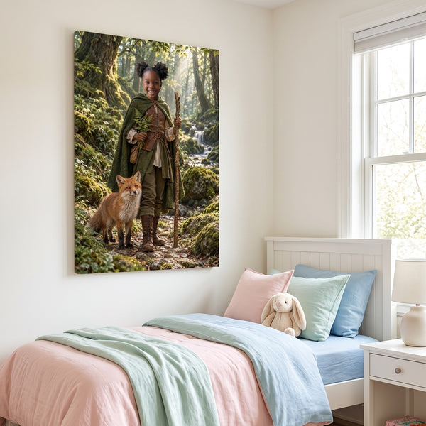 Forest Ranger canvas portrait hanging on a wall at home