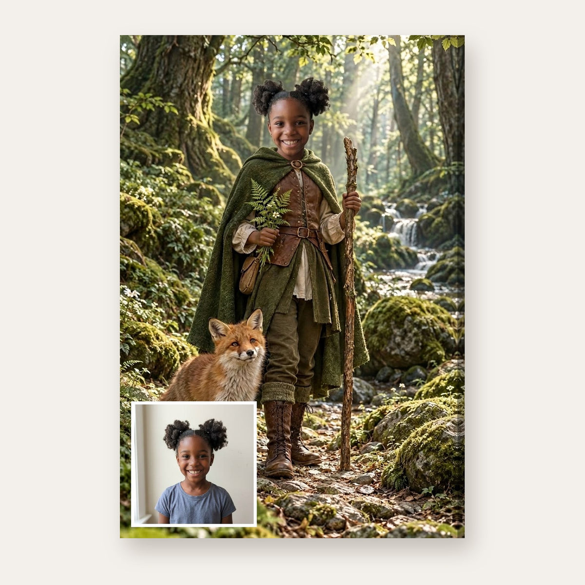 From a child's photo to the finished Forest Ranger portrait