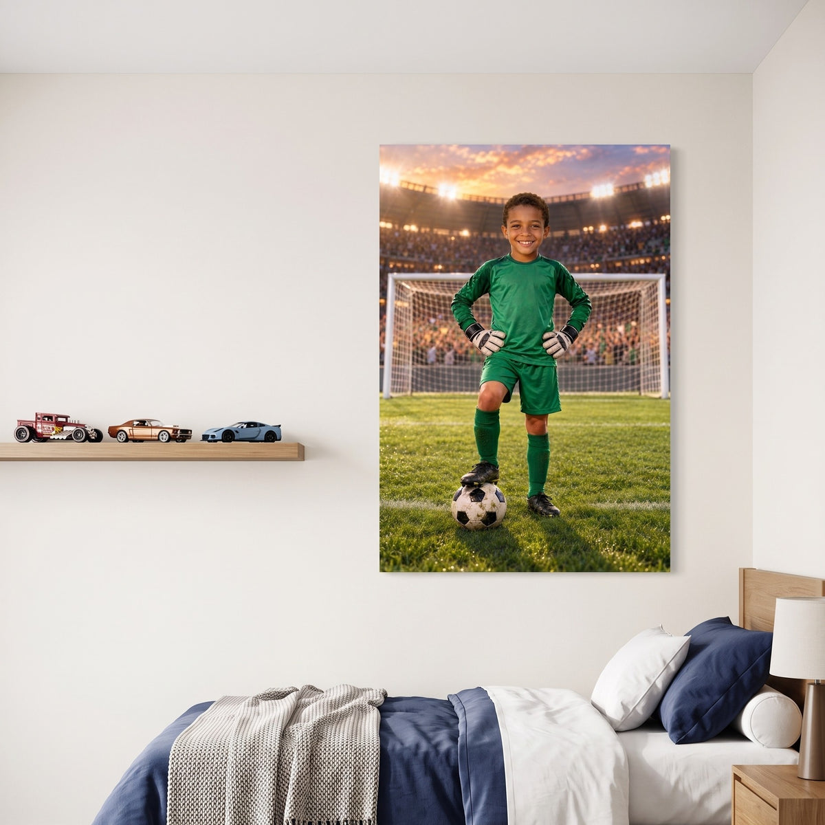 Match Day Goalkeeper canvas portrait hanging on a wall at home