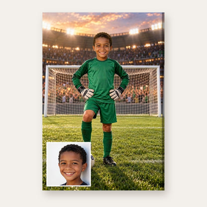 From a child's photo to the finished Match Day Goalkeeper portrait