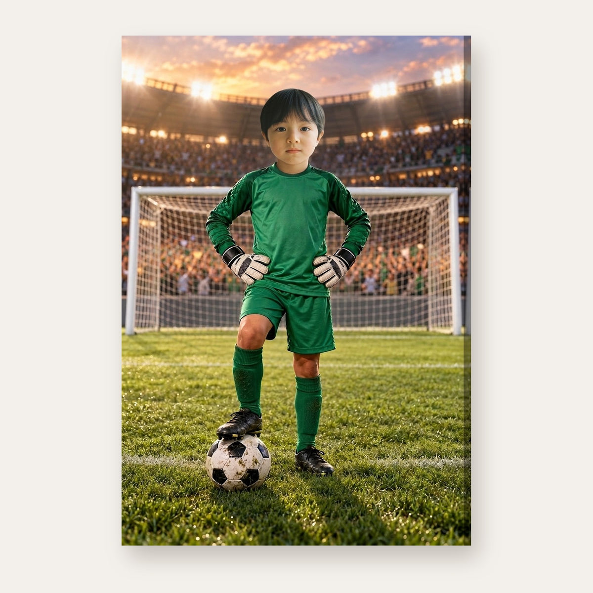 Another example of the Match Day Goalkeeper portrait, as a match-winning goalkeeper in an emerald kit