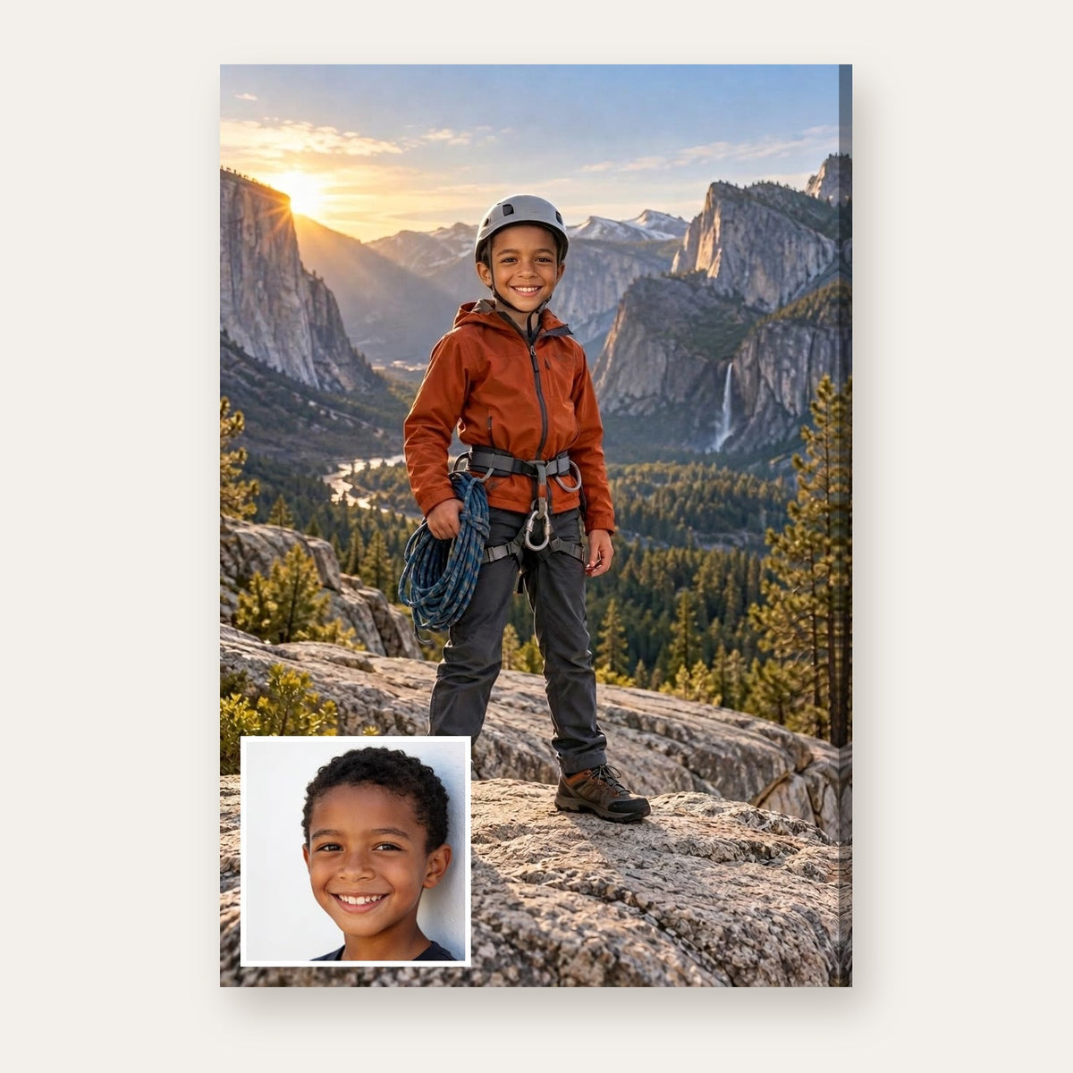 From a child's photo to the finished Junior Rock Climber portrait