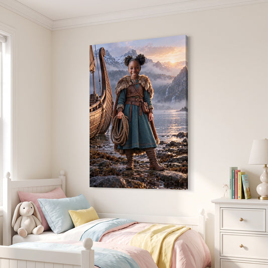 Nordic Explorer canvas portrait hanging on a wall at home
