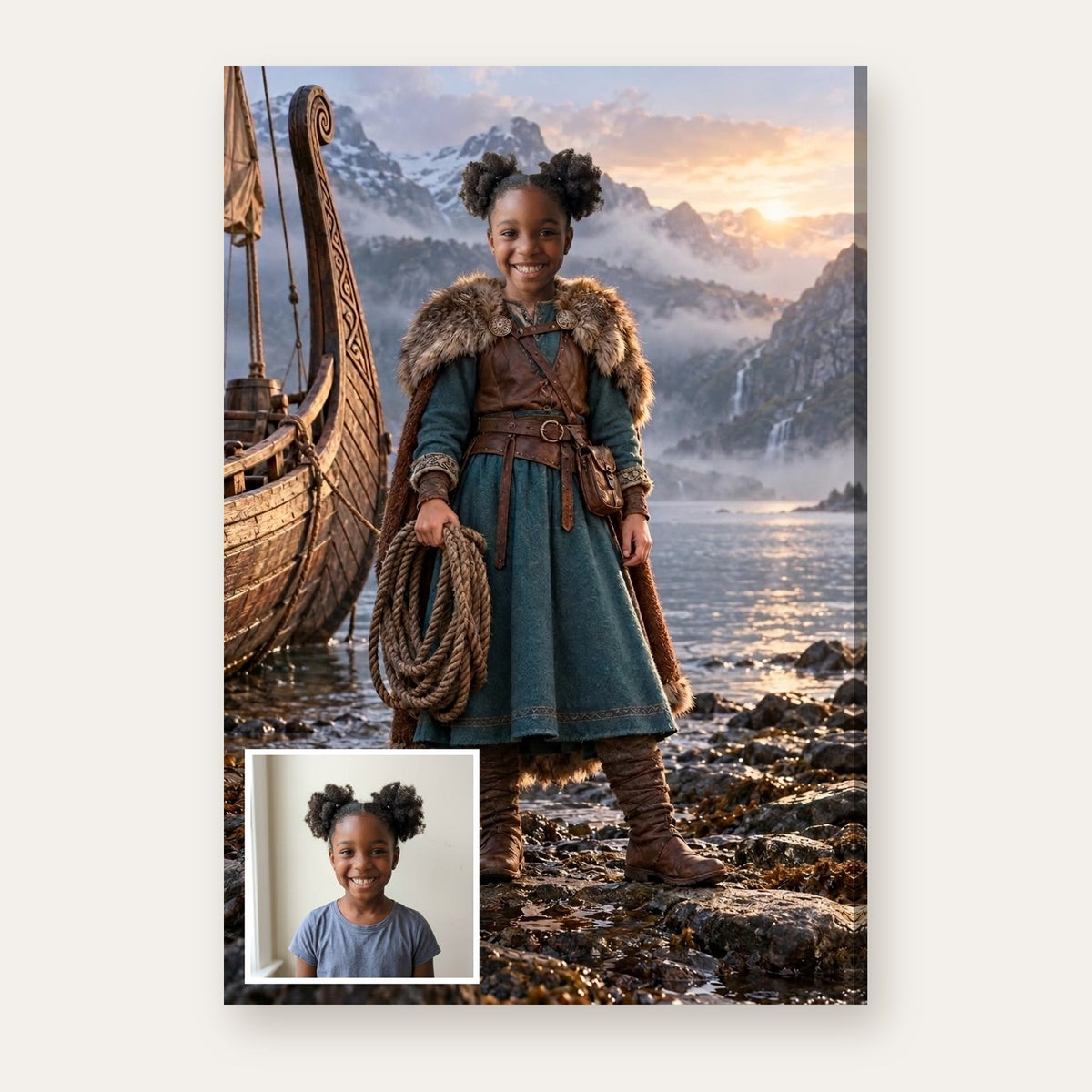 From a child's photo to the finished Nordic Explorer portrait