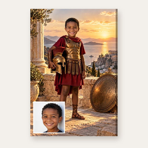 From a child's photo to the finished Ancient Guardian portrait