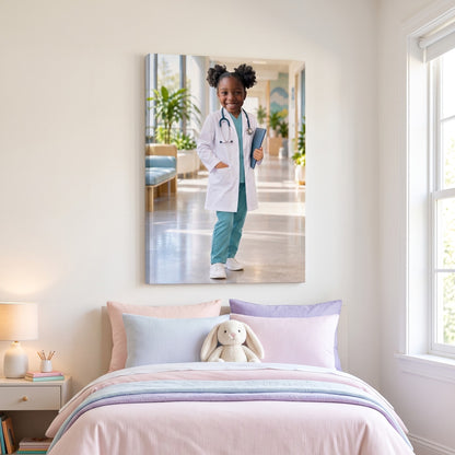 Future Doctor canvas portrait hanging on a wall at home