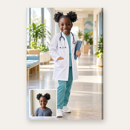 From a child's photo to the finished Future Doctor portrait