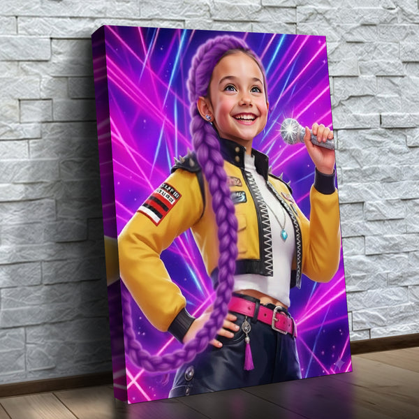 Ice Hockey Star — Custom Kid Portrait Canvas